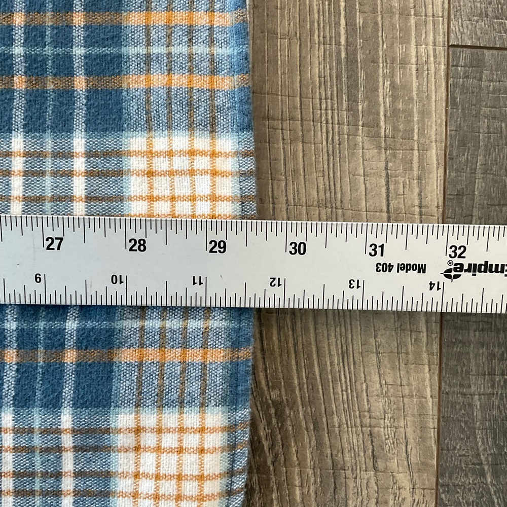 LL Bean Signature 1933 Chamois Cloth Shirt Men’s XL Slim Blue Tan Plaid 290020 - Picture 9 of 11